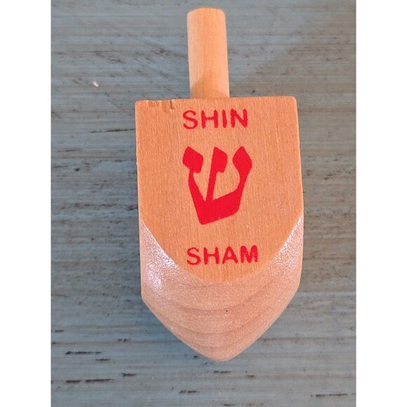 Vintage Handpainted Wooden Dreidel Judaica Hanukkah Chanukah Jewish Small Toy - Picture 4 of 7